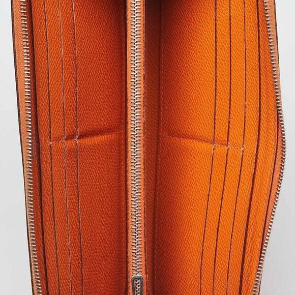 Hermes Orange Epsom Leather Zip Around Wallet - Picture 2 of 12